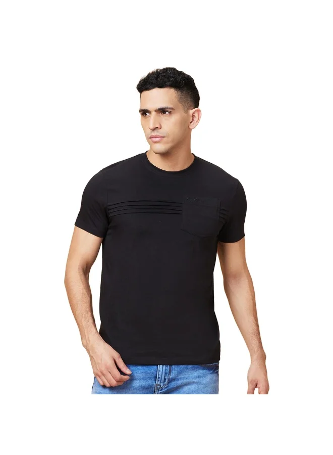 بيينغ هيومان Mens Black Round Neck Short Sleeve T-Shirt