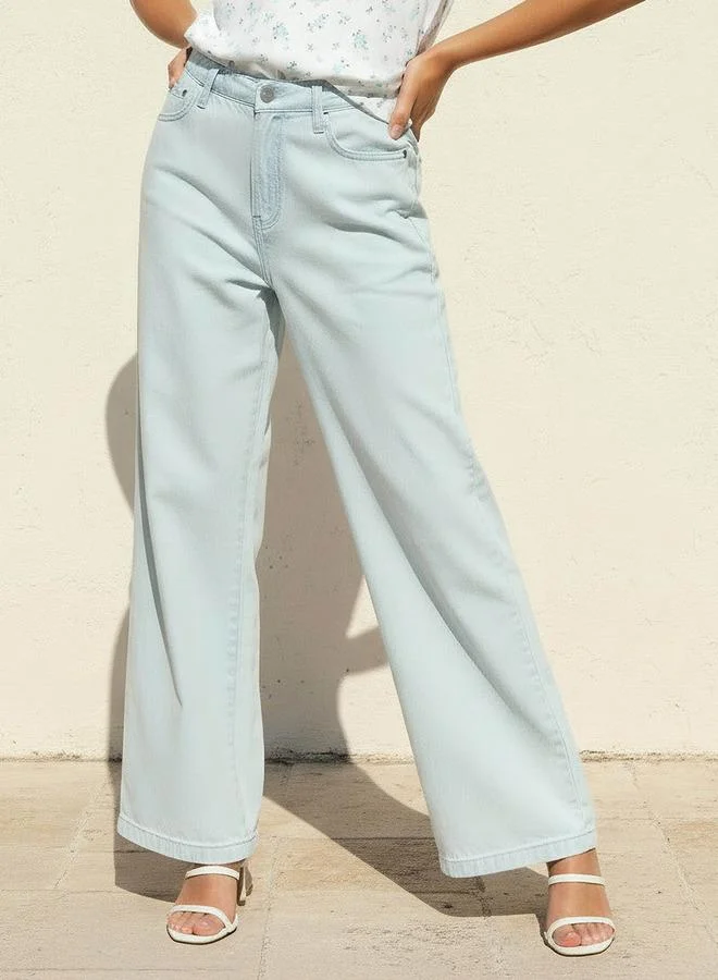 Splash FAV Wide Leg High Rise Jeans with Elastic Waist