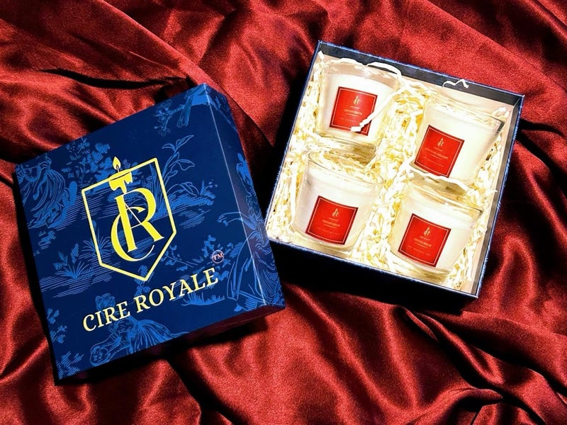 Cire Royale Assorted Candle Gift Set of 4 Cookie Craze Mulled Wine Ginger Brew Pine Noel Delight Celebration Special Scented Candle 60gms Each  - Image 1