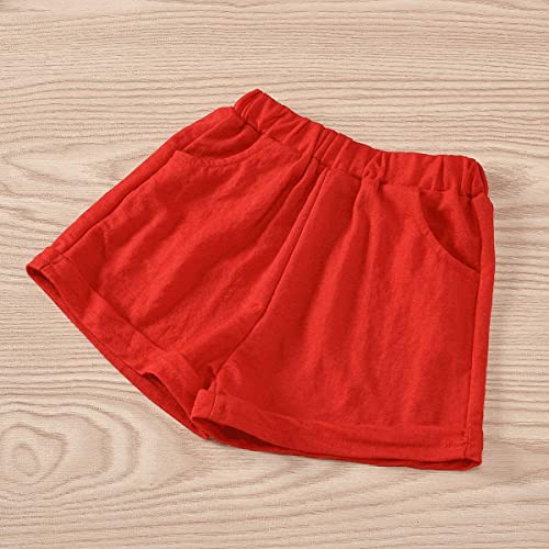 Hipea Toddler Cirl Clothes Summer Outfits Ruffle Camisole Fruit Tops and Casual Shorts 2-Piece 3T Girl Clothes (Red, 3-4T) - Image 5