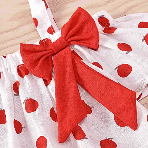 Hipea Toddler Cirl Clothes Summer Outfits Ruffle Camisole Fruit Tops and Casual Shorts 2-Piece 3T Girl Clothes (Red, 3-4T) - Image 3