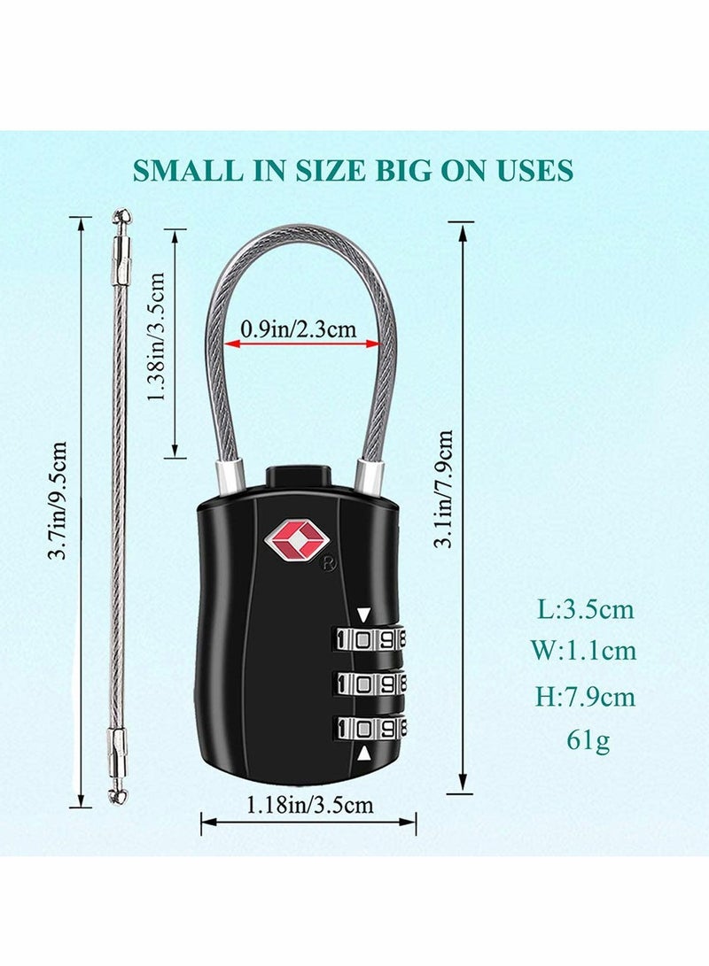 Combination Travel Lock Set for Luggage, Suitcases, Backpacks - TSA Approved Padlocks - Secure Baggage Protection. - Image 3