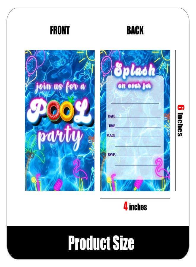 Putocopic Summer Pool Party Invitations, Pool Birthday Party Invitations for Boys, Girls, 4x6 Inches, with Envelopes - Image 3