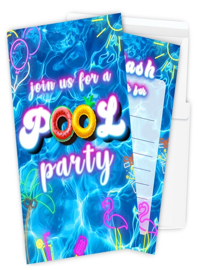Putocopic Summer Pool Party Invitations, Pool Birthday Party Invitations for Boys, Girls, 4x6 Inches, with Envelopes - Image 1