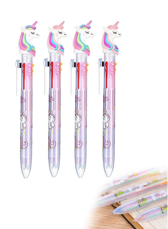 Generic 4 Pcs Multicolor Unicorn Gel Pens Set, Cartoon Retractable Rolling Ball Pen Shuttle Pens Liquid Ink Pens, Set Pen for Supplies Office Gifts (Colorful)  - Image 1