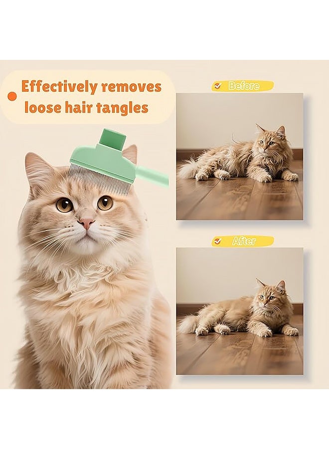 2 PCS Cat Comb Dog Comb Tool,  Reusable Pet Cat Dog Hair Removal Grooming Gloves Brush Tool (Green, Yellow) - Image 3