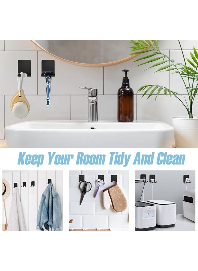 Hihonor Razor Holder for Shower Wall, Heavy Duty Stainless Steel Shower Razor Holder for Bathroom Kitchen, Waterproof  Adhesive  Holder, Phone Holder for Shower, Tools for Hanging Washcloth Towel Loofah (Black, 4 Pcs) - Image 3