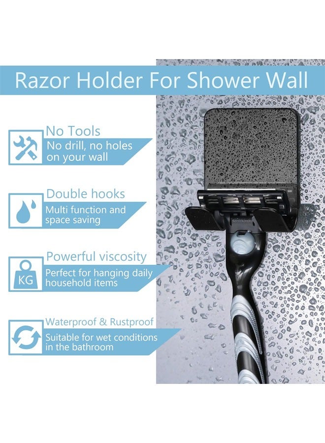 Hihonor Razor Holder for Shower Wall, Heavy Duty Stainless Steel Shower Razor Holder for Bathroom Kitchen, Waterproof  Adhesive  Holder, Phone Holder for Shower, Tools for Hanging Washcloth Towel Loofah (Black, 4 Pcs) - Image 5