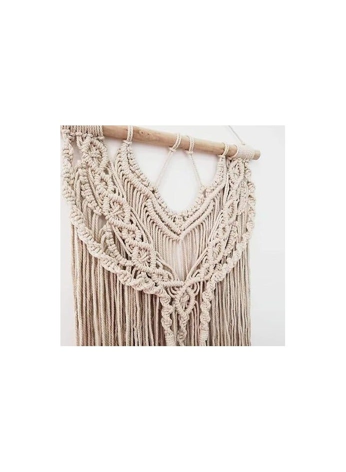 مكرمية للتعليق على الحائط، نسيج منسوج، 50 سم × 100 سم، بيج - Image 2