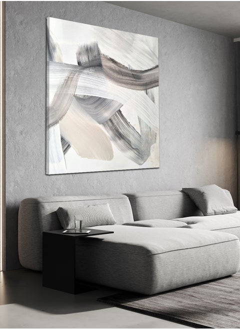 Square Canvas Wall Art Stretched Over Wooden Frame with Abstract Painting