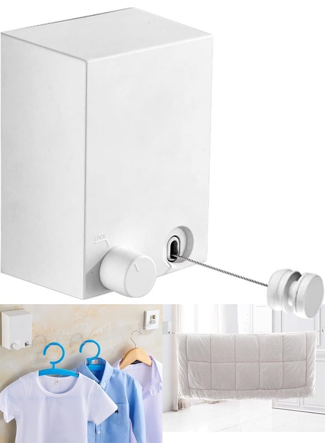 VUCATIN حبل غسيل قابل للسحب، حبل غسيل لتجفيف الملابس شديد التحمل، حبل تجفيف الملابس المثبت على الحائط للاستخدام الداخلي والخارجي، حبل قابل للسحب من الفولاذ المقاوم للصدأ (165 بوصة) - Image 1