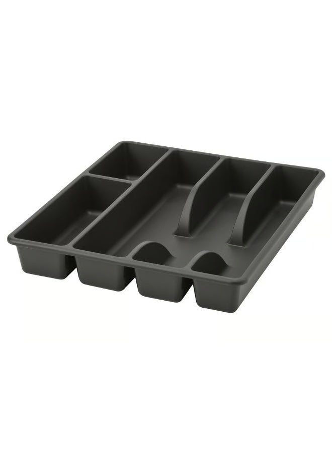 Smacker Cutlery Tray Organizer, Silverware Storage For Kitchen Drawers Gray 31x26 cm - Image 1