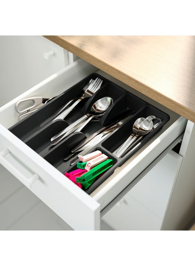 Smacker Cutlery Tray Organizer, Silverware Storage For Kitchen Drawers Gray 31x26 cm - Image 2