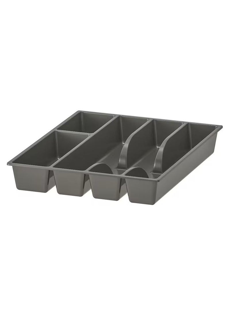 Smacker Cutlery Tray Organizer, Silverware Storage For Kitchen Drawers Gray 31x26 cm  - Image 1