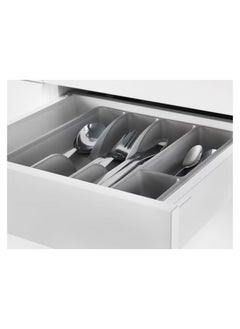 Smacker Cutlery Tray Organizer, Silverware Storage For Kitchen Drawers Gray 31x26 cm  - Image 2