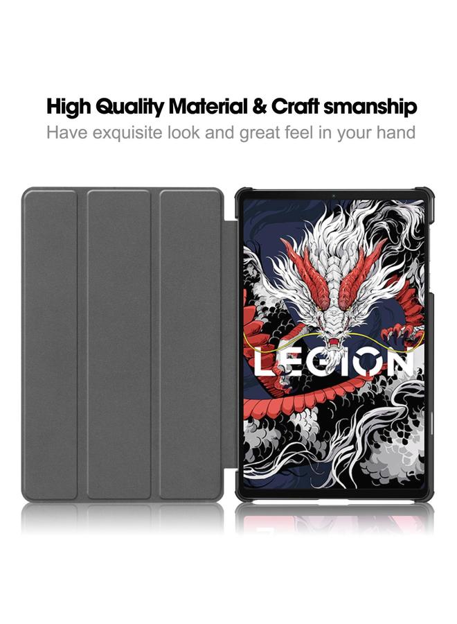 اس-توب جراب لجهاز Lenovo Legion Y700 2025، جراب جلدي ذكي قابل للطي بثلاث طبقات، بتصميم Custer Texture - Image 4