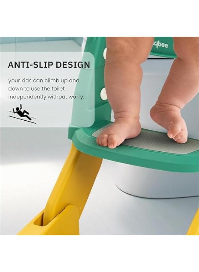MIXDE 3-in-1 Baby Potty Seat With Ladder for Kids, Baby Potty Ladder Training Potty Chair with Splash Guard & Cushion Seat, Kids Toilet Seat, Potty Chair for 1-8 Years Boys & Girls (Green)  - Image 5