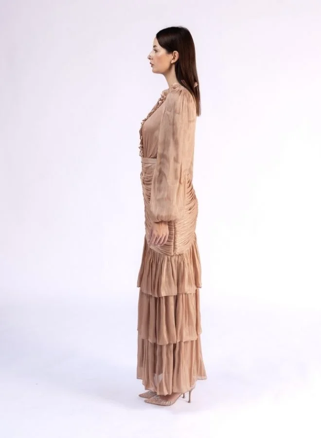 Fashonara Ruffled Draped and Layered Modest Dress