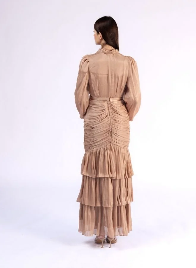 Fashonara Ruffled Draped and Layered Modest Dress