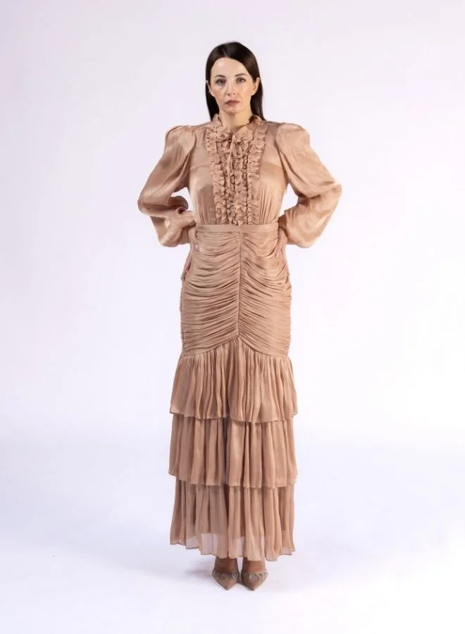 Fashonara Ruffled Draped and Layered Modest Dress