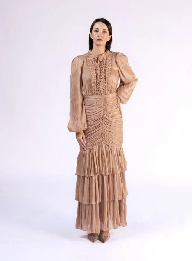 Fashonara Ruffled Draped and Layered Modest Dress
