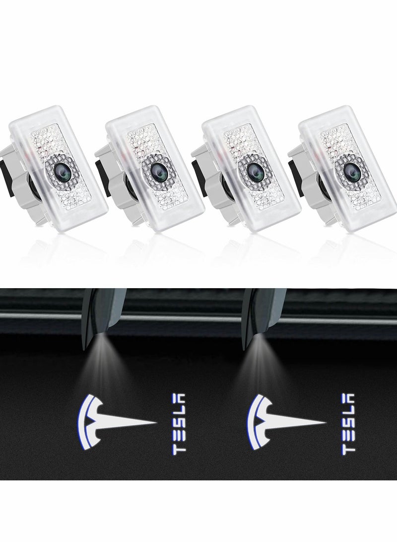 Generic Car Door Lights Logo Projector for Tesla, Ultra-Bright LED 3D Laser Ghost Shadow Light, Never Fade Welcome Step Courtesy Model 3 Y S X Accessories, Plug and Play (4pcs)  - Image 1