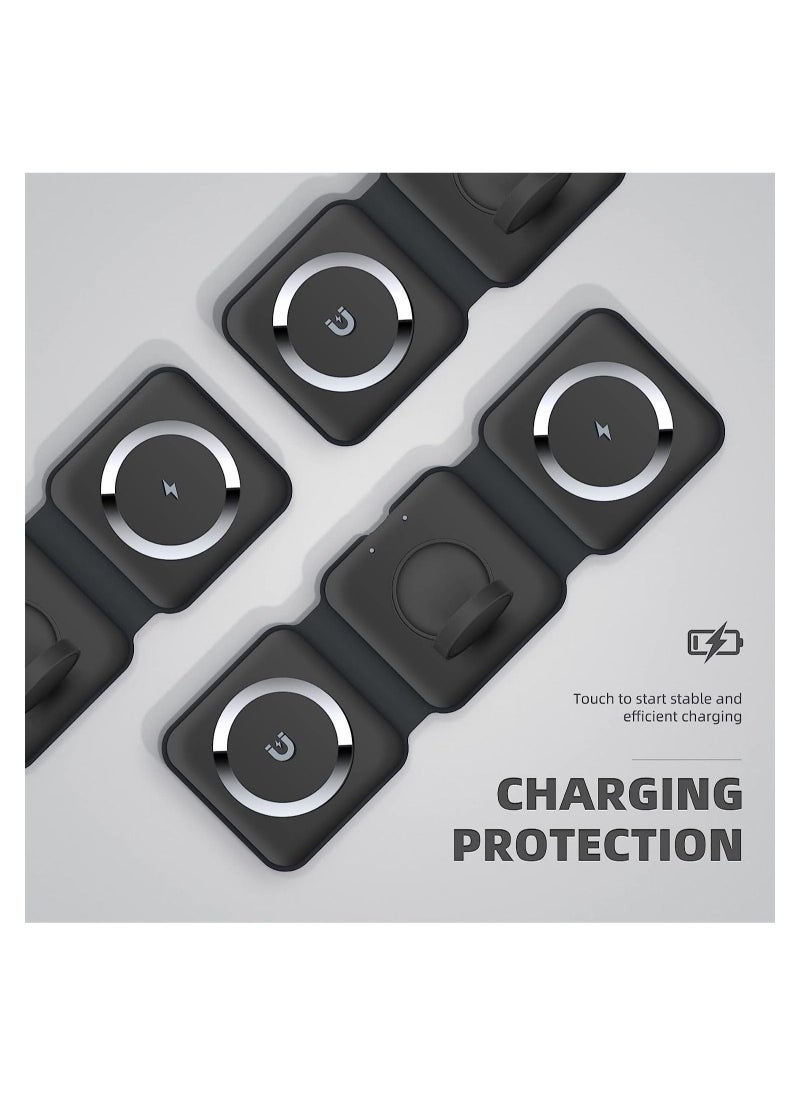 ARNO Foldable Ultra-Thin Mobile Phone Watch Stand Charger 15W Fast QI Magnetic 3 in 1 Wireless  - Image 4