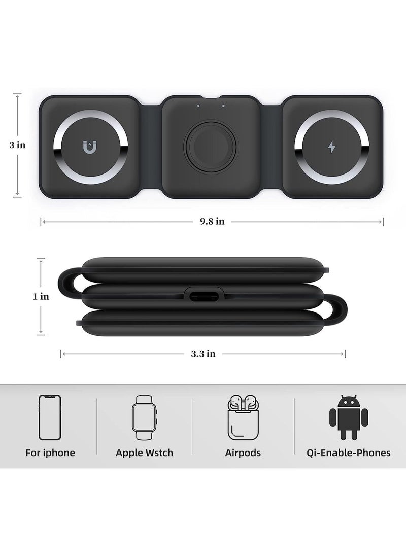ARNO Foldable Ultra-Thin Mobile Phone Watch Stand Charger 15W Fast QI Magnetic 3 in 1 Wireless  - Image 2