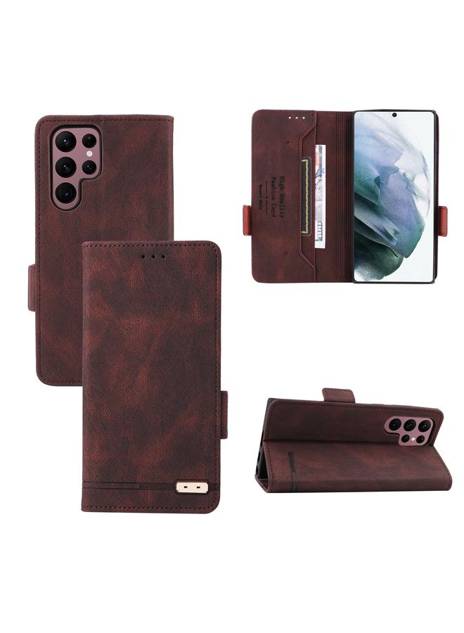 S-TOP Case For Samsung Galaxy S22 Ultra 5G Magnetic Clasp Flip Leather Phone Case - Image 1