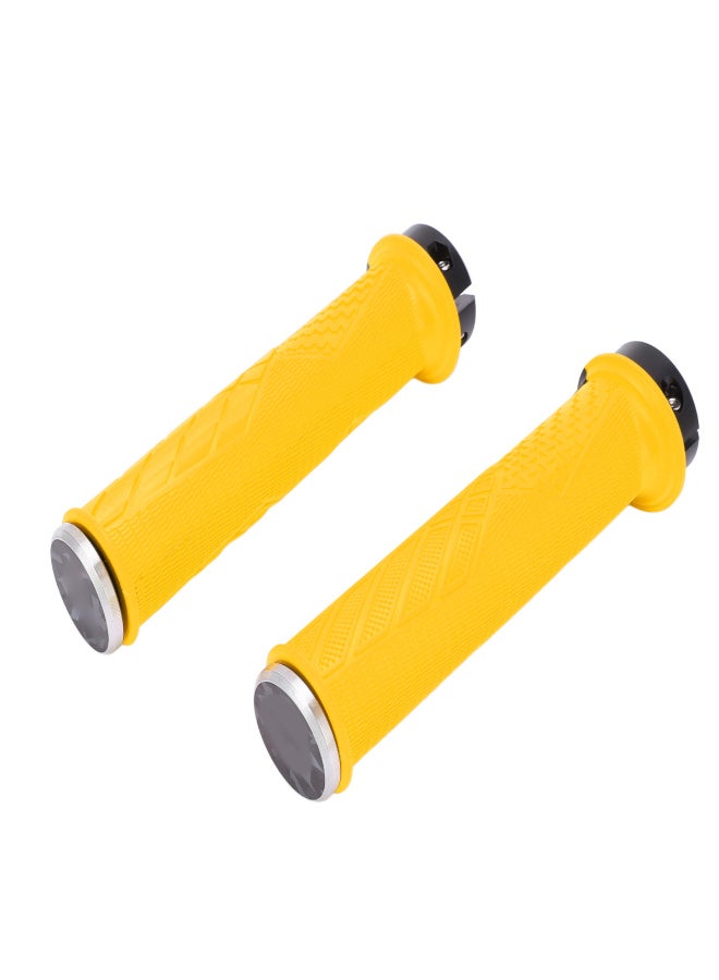ENLEE 2PCS ENLEE Mountain Bike Handlebar Grips Comfortable TPR Rubber Locking MTB Bicycle GripsYellow - Image 4