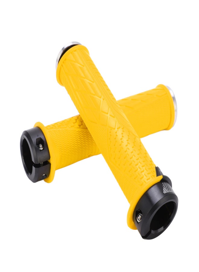 ENLEE 2PCS ENLEE Mountain Bike Handlebar Grips Comfortable TPR Rubber Locking MTB Bicycle GripsYellow - Image 1