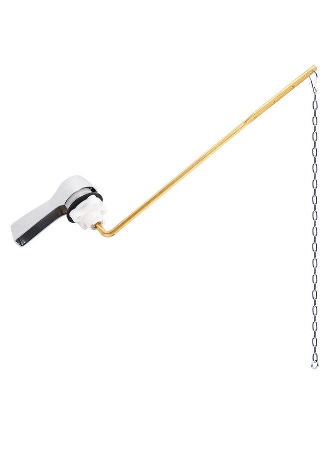 Hibbent Universal Metal Front Mount Toilet Handle Replacement Kit, Brass Toilet Flush Tank Lever with Stainless Steel Flapper Chains for Most Toilets, Chrome - Image 1
