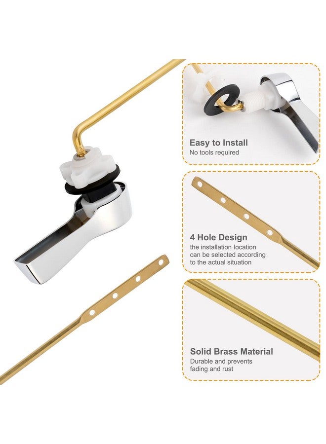Hibbent Universal Metal Front Mount Toilet Handle Replacement Kit, Brass Toilet Flush Tank Lever with Stainless Steel Flapper Chains for Most Toilets, Chrome - Image 2