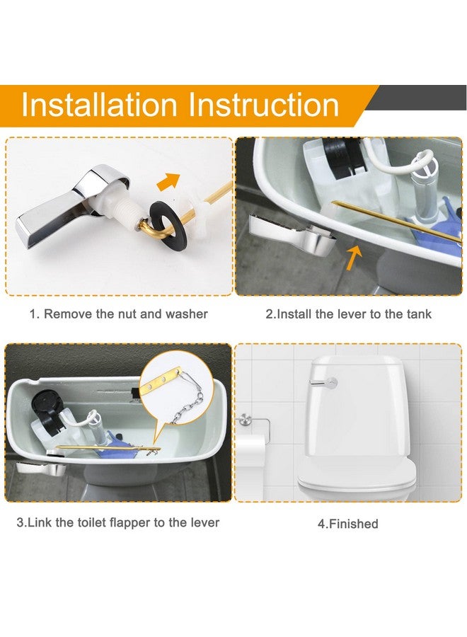 Hibbent Universal Metal Front Mount Toilet Handle Replacement Kit, Brass Toilet Flush Tank Lever with Stainless Steel Flapper Chains for Most Toilets, Chrome - Image 5