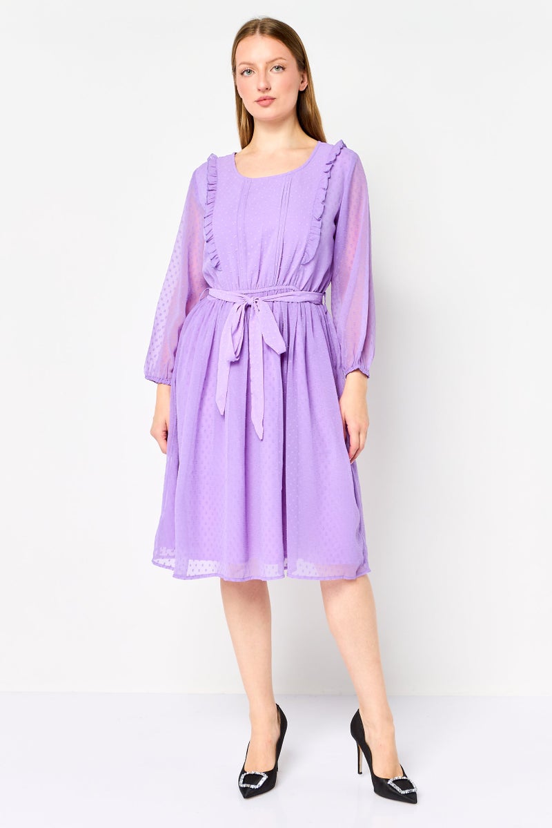 Free Soul فستان ميني مزخرف بحزام للنساء، لافندر - Image 2