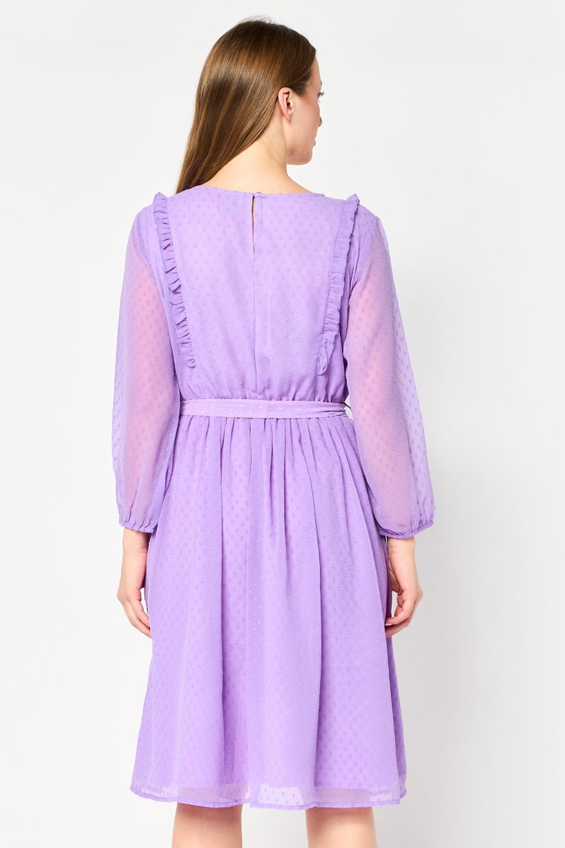Free Soul فستان ميني مزخرف بحزام للنساء، لافندر - Image 4