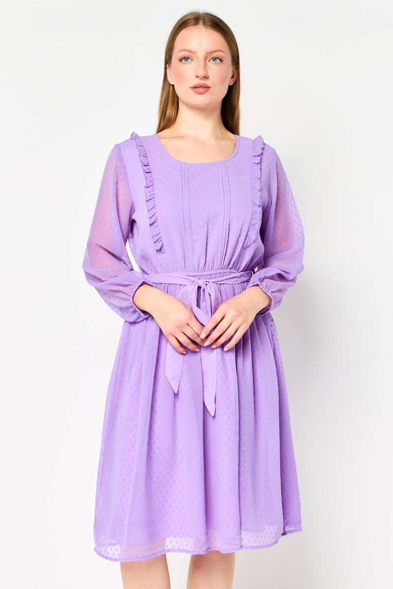 Free Soul فستان ميني مزخرف بحزام للنساء، لافندر - Image 1