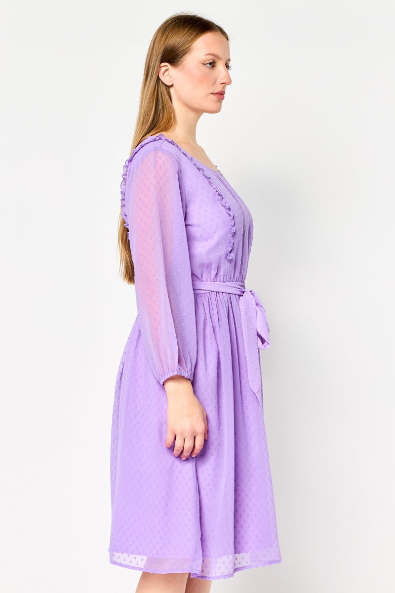 Free Soul فستان ميني مزخرف بحزام للنساء، لافندر - Image 3