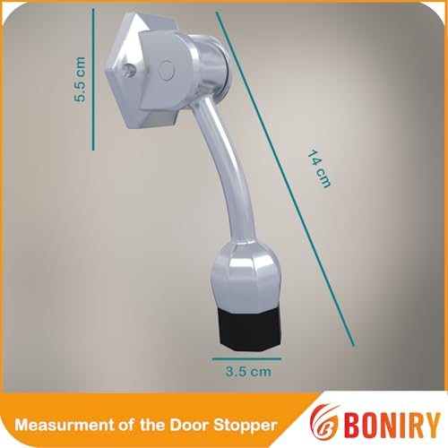 Boniry Heavy-Duty Door Stopper with Anti-Slip Rubber Base | Elegant and Durable Design for All Types of Doors (Silver) - Image 2