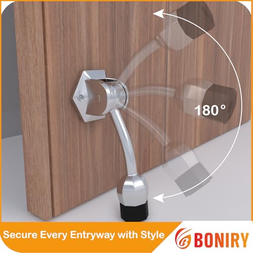 Boniry Heavy-Duty Door Stopper with Anti-Slip Rubber Base | Elegant and Durable Design for All Types of Doors (Silver) - Image 5