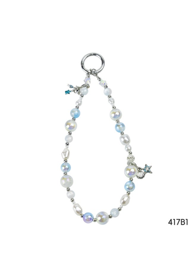 NIBEMINENT Super Cute Beaded Phone Charm – Trendy Phone Chain Wrist Strap, Shining Beads Chain Lanyard for Cell Phone