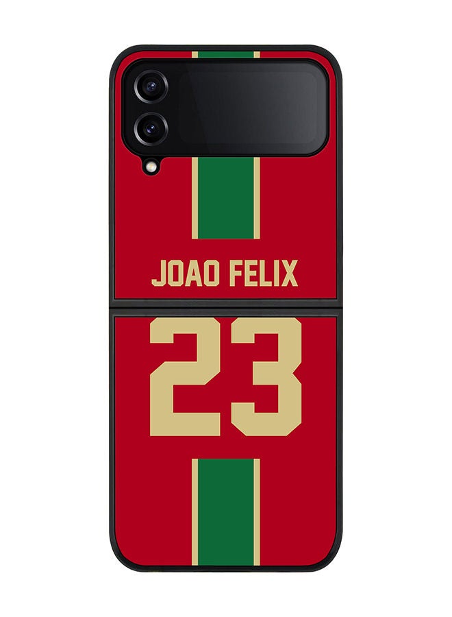 Stylizedd Rugged Black edge case for Samsung Galaxy Z Flip4 Slim fit Soft Case Flexible Rubber Edges Anti Drop TPU Gel Thin Cover - Football Team - Portugal Player Name - Joao Felix - Image 1