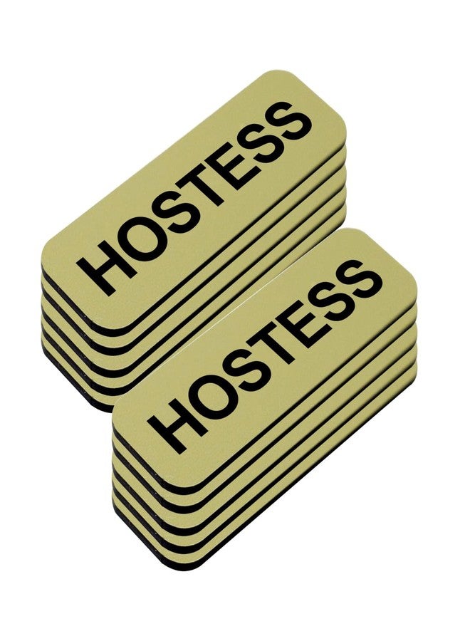 All Quality Badges Hostess 1 x 3 Name Tag, Brushed Gold (10 Pack) - Image 1
