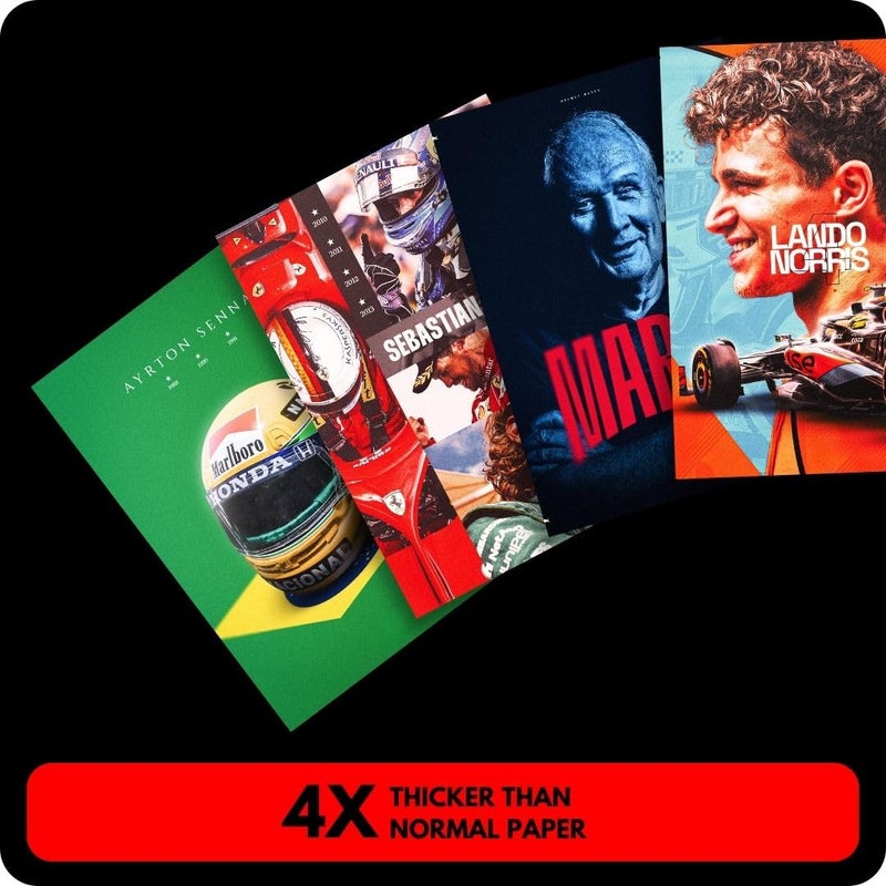 auraposter Paper Formula 1 Mini Poster Set of 40 | F1 | Lewis Hamilton, Max Verstappen, Lando Norris, Carlos Sainz, Charles Leclerc | Double Tape Included - Image 2