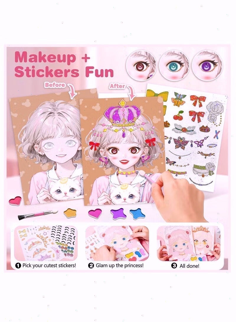 Art Craft Activity for Kids, Paper Craft Kits - Paper Makeup DIY Girls Toy Kit with Diamond Painting & Princess Dress Up Set, Birthday Party Gift for Girls - Image 4