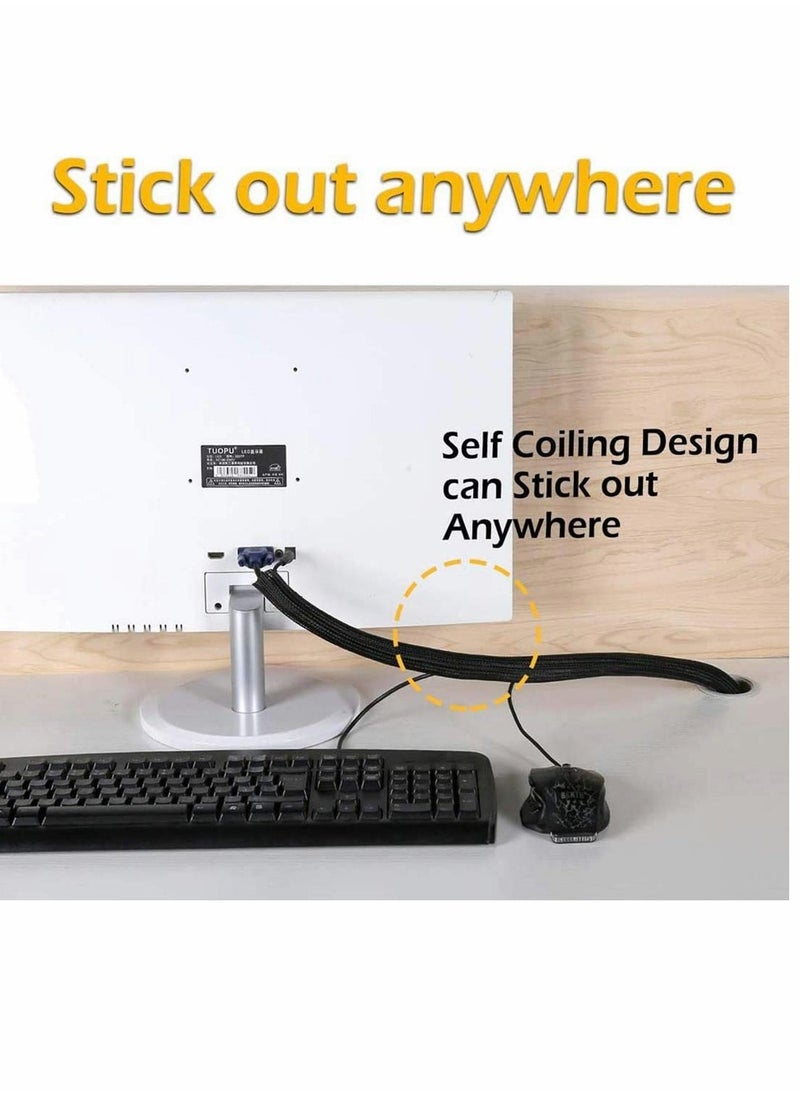 Cable Sleeve 25ft - Cable Management Cable Cord Adjustable Flexible Cord Organizer Cable Channel Cable Cover Protection System for DES TV, Computer, Home Theater - Image 3