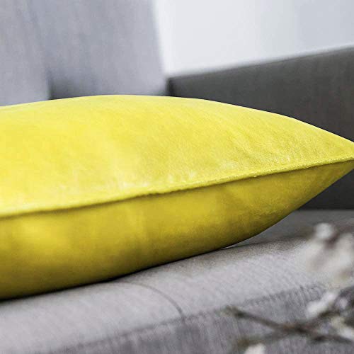 Khooti Decorative Velvet 200 TC Square Cushion Cover Throw Pillow Cover For Living Room Couch Diwan Single Seater Sofa,Colorful Modern Small 12X12 Inches/30X30 Cm (Lemon Yellow)(Set Of 2 Pcs) C2 - Image 2