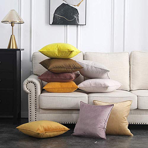 Khooti Decorative Velvet 200 TC Square Cushion Cover Throw Pillow Cover For Living Room Couch Diwan Single Seater Sofa,Colorful Modern Small 12X12 Inches/30X30 Cm (Lemon Yellow)(Set Of 2 Pcs) C2 - Image 4