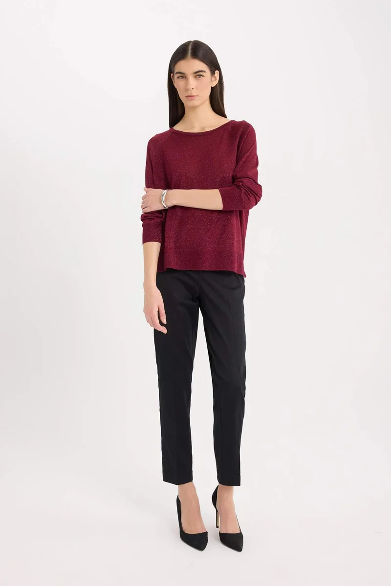 DeFacto Cigarette Regular Waist Straight Leg Satin Trousers
