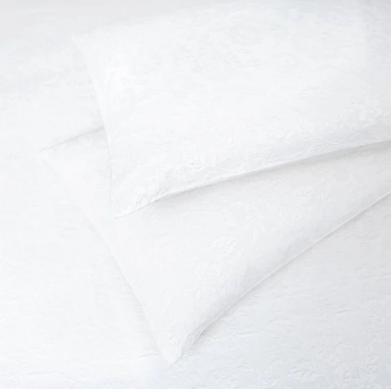 DWELL Dwell-Floral Jacquard 3Pc Comforter Set-Comforter 260 x 240 CM,Fitted Sheet 200 x 200 CM,Pillow case 50 x 80 CM-White